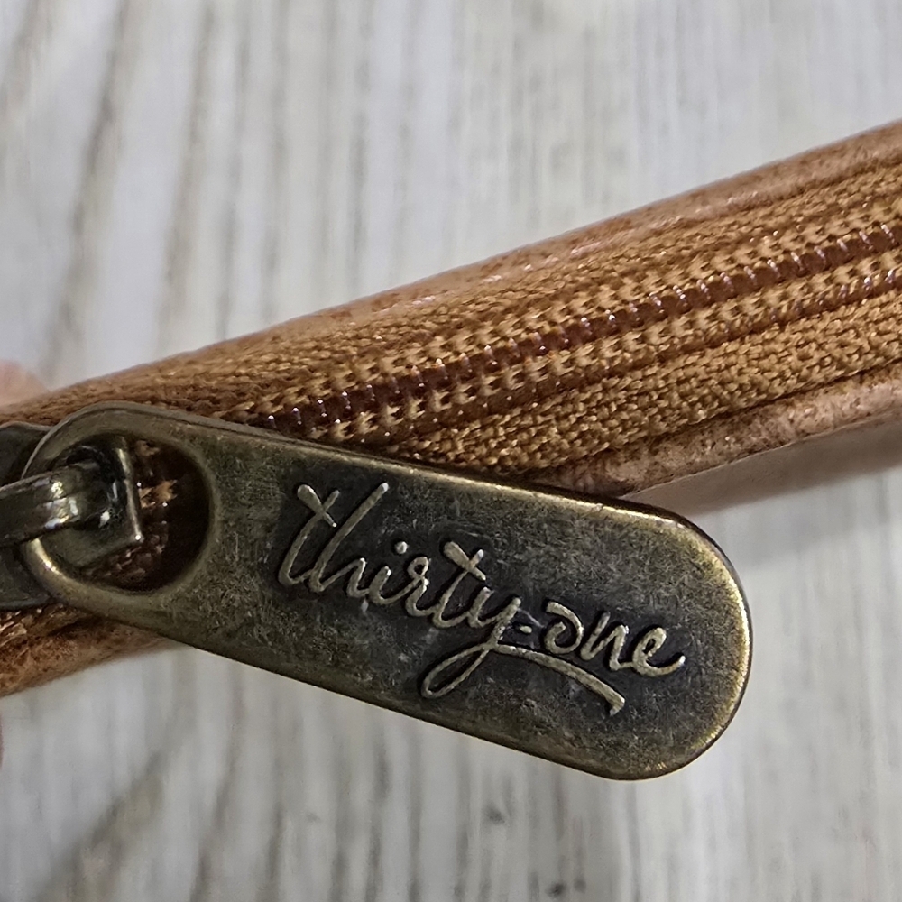 Thirty One Where To Wallet Tan Leather Key Chain Clip - Picture 3 of 4
